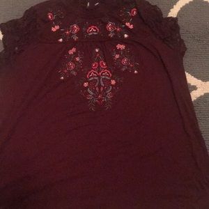 Lace and embroidered top